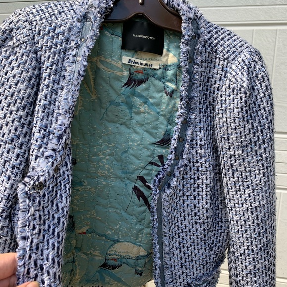 Maison Scotch Soda Blue Tweed jacket blazer SM-Med - Picture 5 of 14